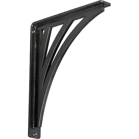 Ekena Millwork Nevio Wrought Iron Bracket, (Single center brace), Powder Coated Black 1 1/2"W x 10"D x 12"H BKTM01X10X12SNE